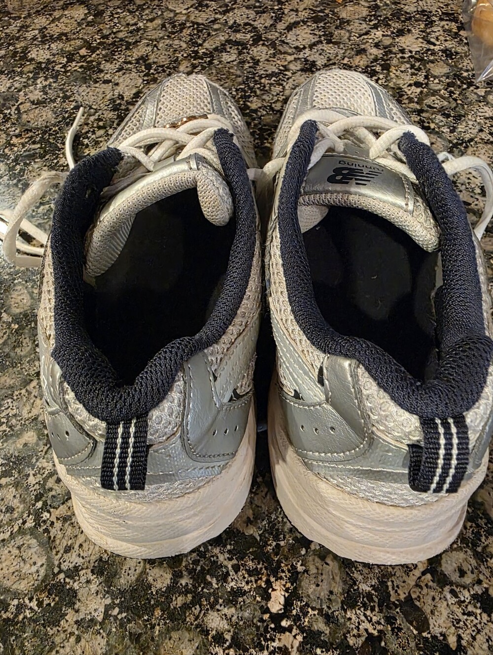 Kid's New Balance Silver Mesh Running Sneakers - Picture 3 of 5